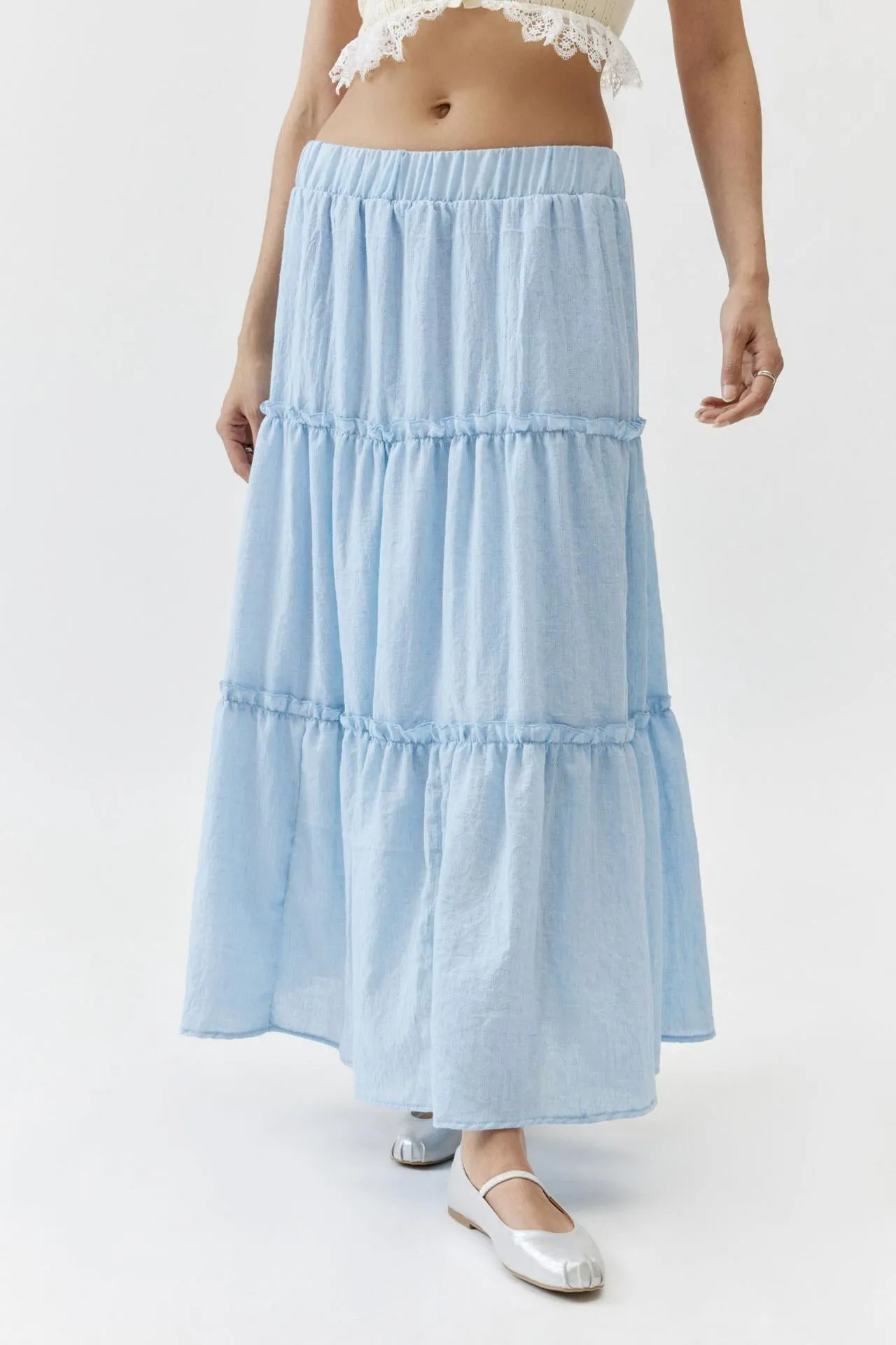 Women Stitching Low Rise Ruffle Skirt