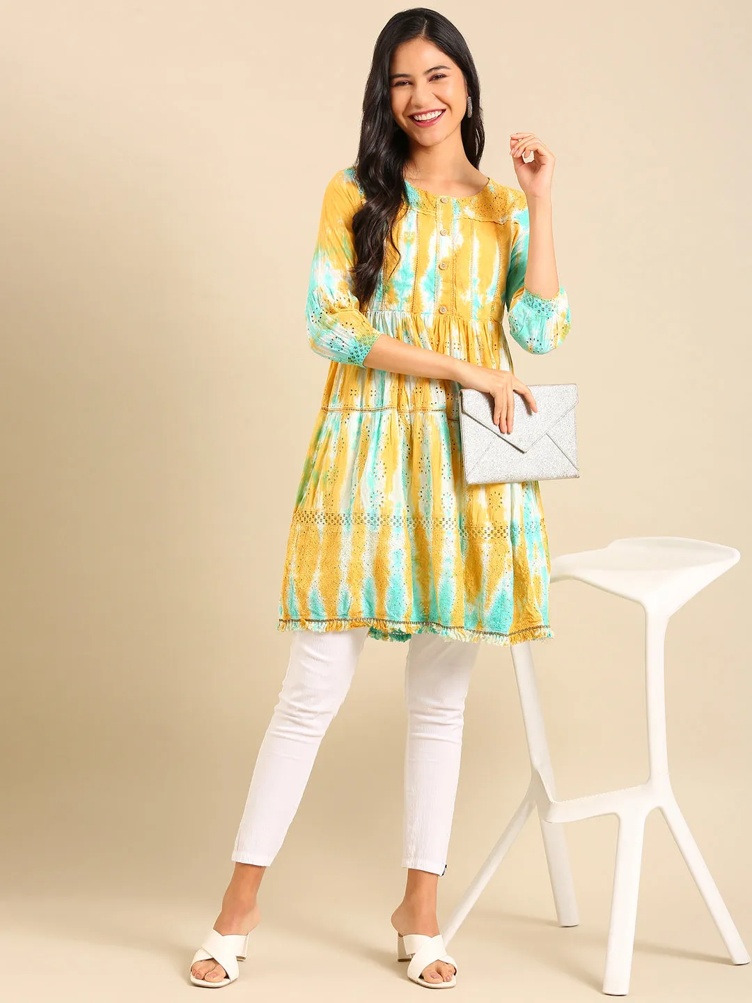 Women's Multicolour Solid Anarkali Kurta