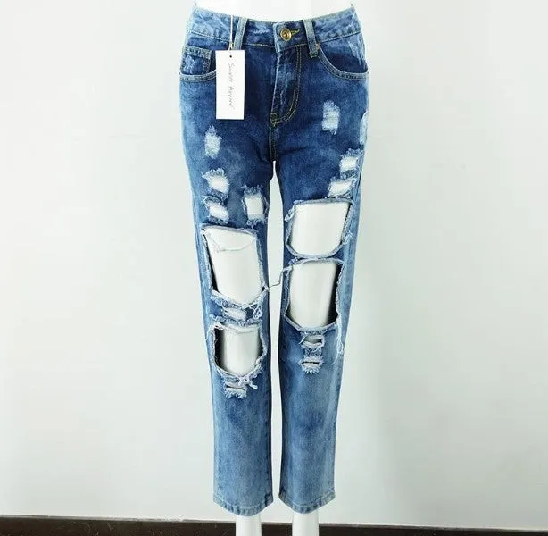 Women's Ripped Fashion Denim Jeans
